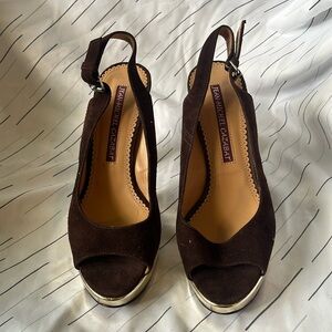 Jean-Michel Cazabat Marilyn brown gold platform sling back heel